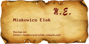Miskovics Elek névjegykártya